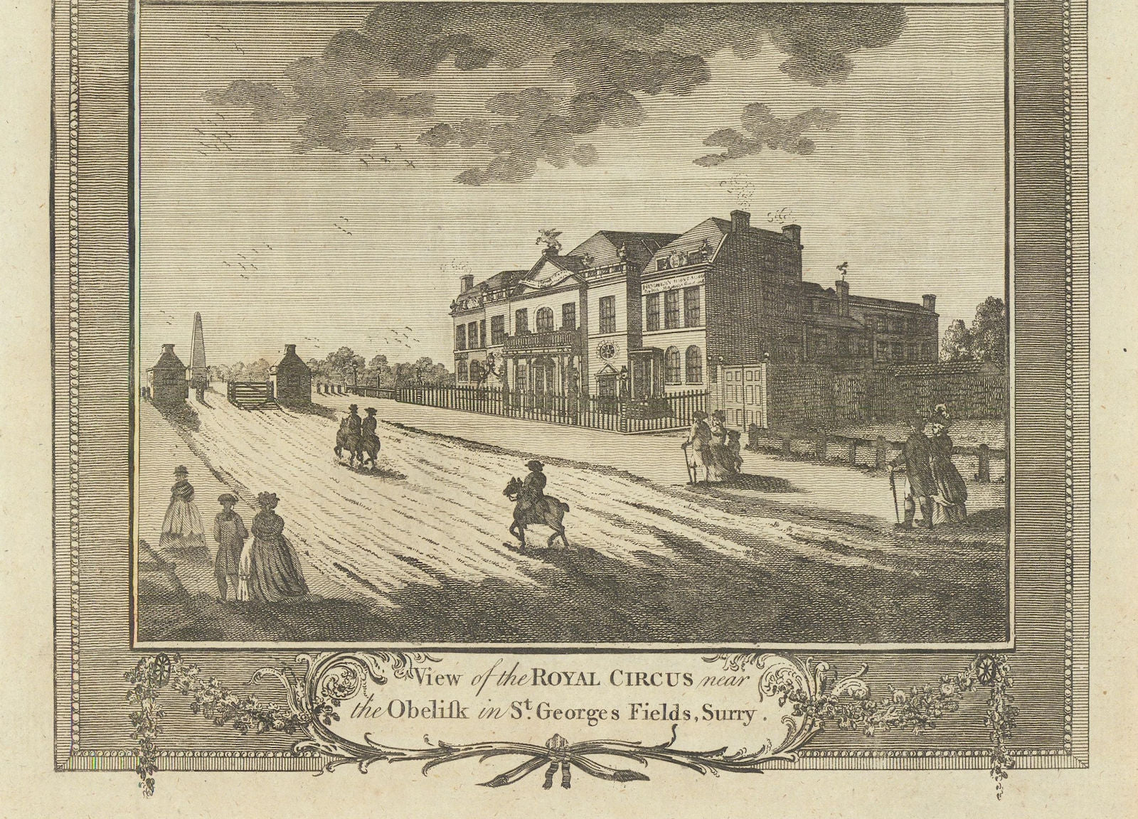 St George's Circus & Obelisk, St. George's Fields, Southwark. THORNTON 1784